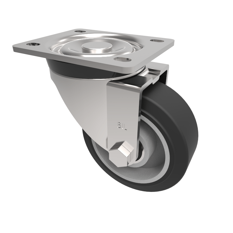 Elastic Rubber on Aluminium Plate Swivel Castor 100mm 200kg Load