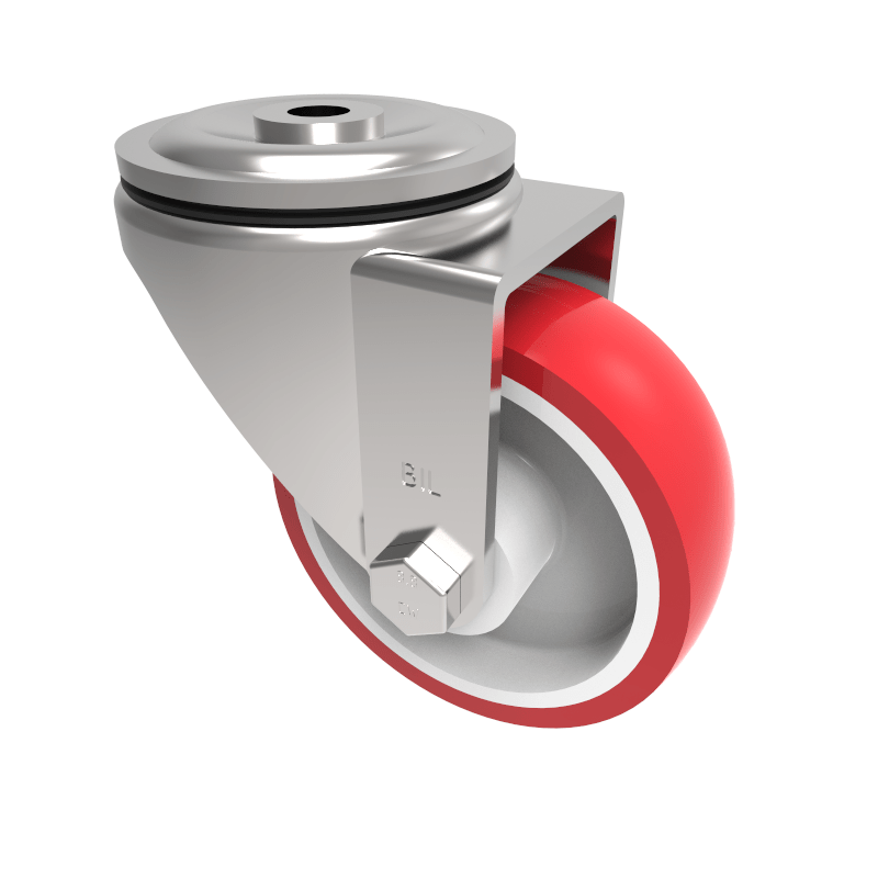 Polyurethane Nylon Bolt Hole Swivel Castor 100mm 250kg Load