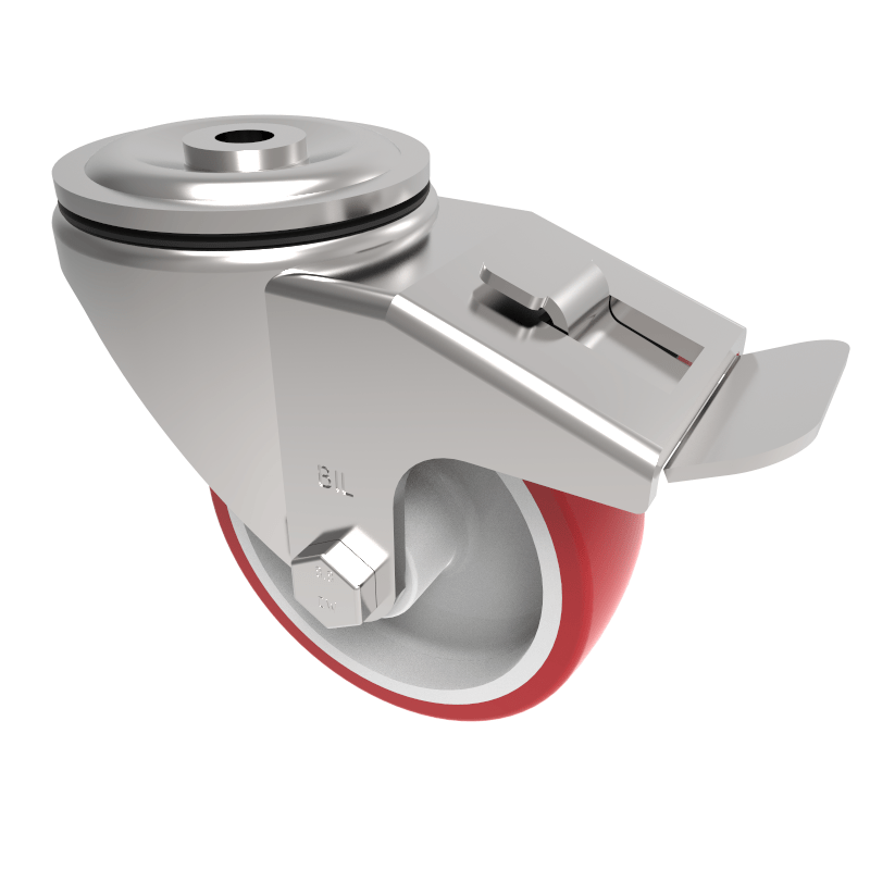 Polyurethane Nylon Bolt Hole Swivel Castor Brake 100mm 250kg Load