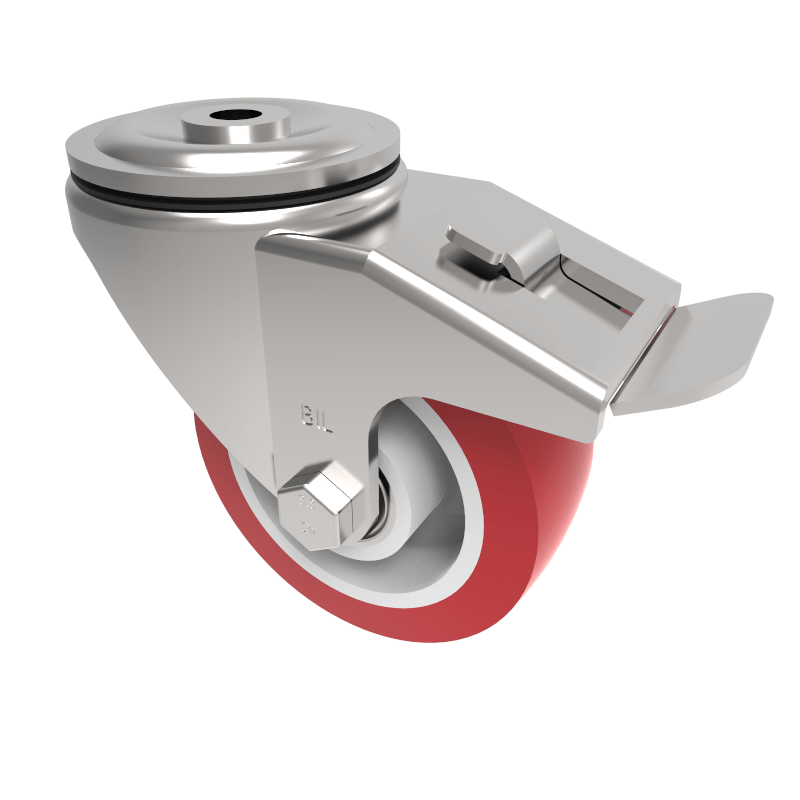 Polyurethane Nylon Bolt Hole Swivel Castor Brake 100mm 250kg Load