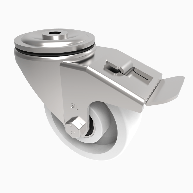 Nylon Bolt Hole Swivel Castor Brake 100mm 400kg Load