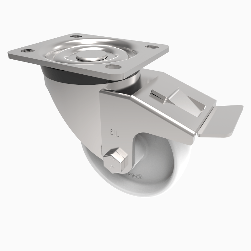 Nylon Plate Swivel Castor Brake 100mm 270kg Load