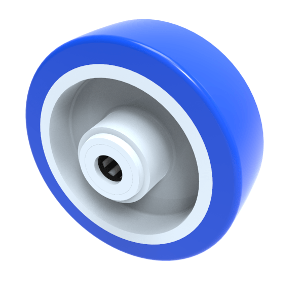 Soft Blue Polyurethane Nylon 100mm Roller Bearing Wheel 250kg Load