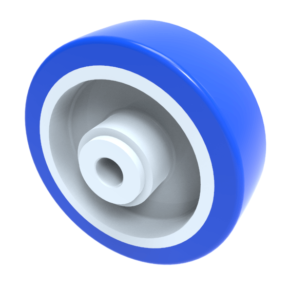 Soft Blue Polyurethane Nylon 100mm Plain Bearing Wheel 250kg Load