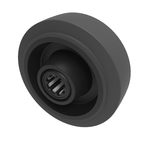 Black Elastic Rubber 65ShoreA 100mm Roller Bearing Wheel 200kg Load