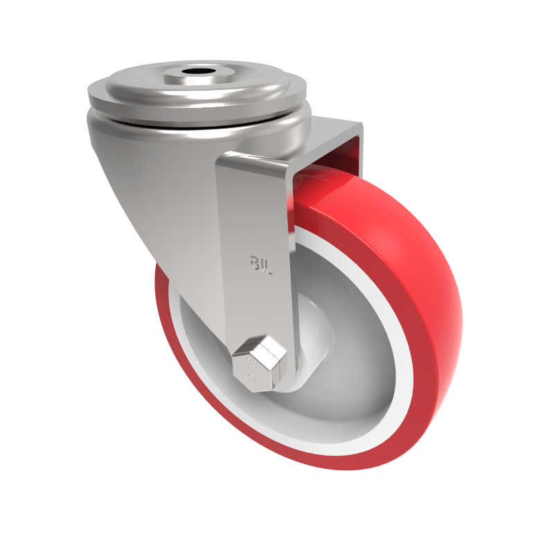 Polyurethane Nylon Bolt Hole Swivel Castor 125mm 300kg Load