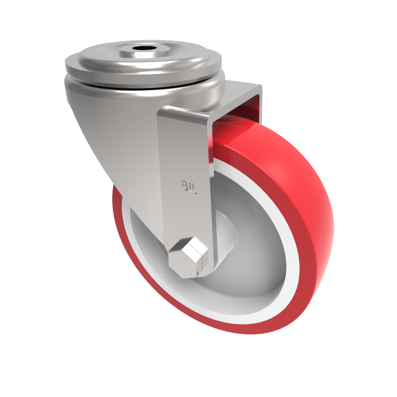 Polyurethane Nylon Bolt Hole Swivel Castor 125mm 300kg Load