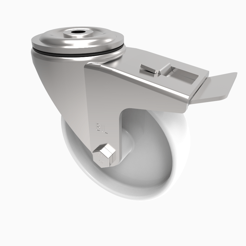 Nylon Bolt Hole Swivel Castor Brake 125mm 300kg Load