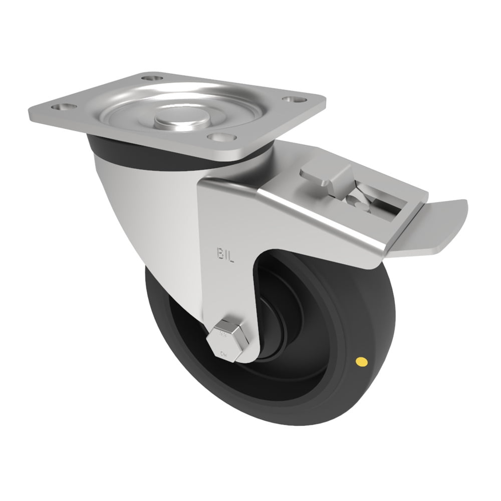 Electrically Conductive Rubber Plate Swivel Castor Brake 125mm 250kg