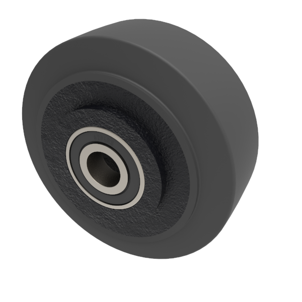 Elastic Rubber Cast Iron 125mm Ball Bearing Wheel 300kg Load