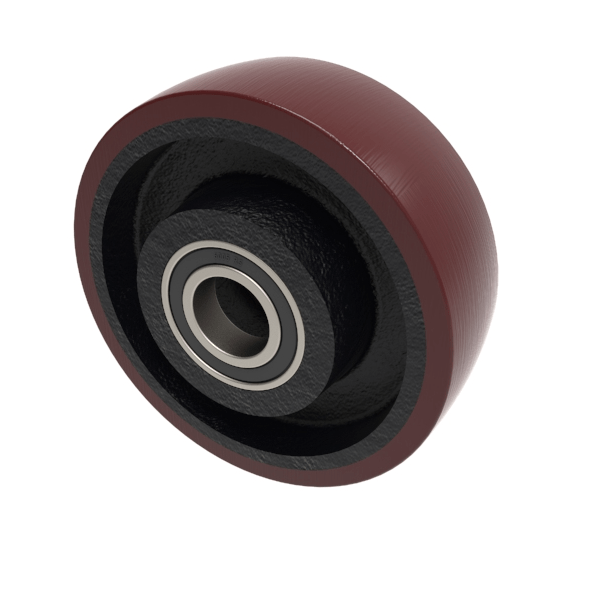 Polyurethane Cast Iron 125mm Ball Bearing Wheel 400kg Load