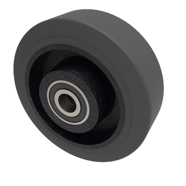 Elastic Rubber Cast Iron 150mm Ball Bearing Wheel 300kg Load