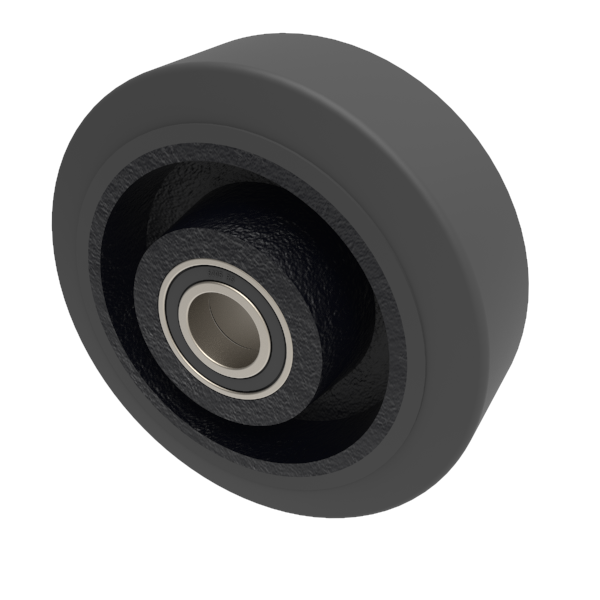 Elastic Rubber Cast Iron 150mm Ball Bearing Wheel 300kg Load
