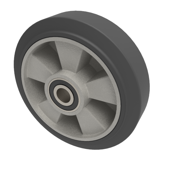 Elastic Rubber on Aluminium 180mm Ball Bearing Wheel 450kg Load