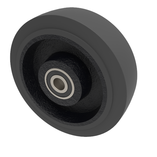 Elastic Rubber Cast Iron 200mm Ball Bearing Wheel 600kg Load