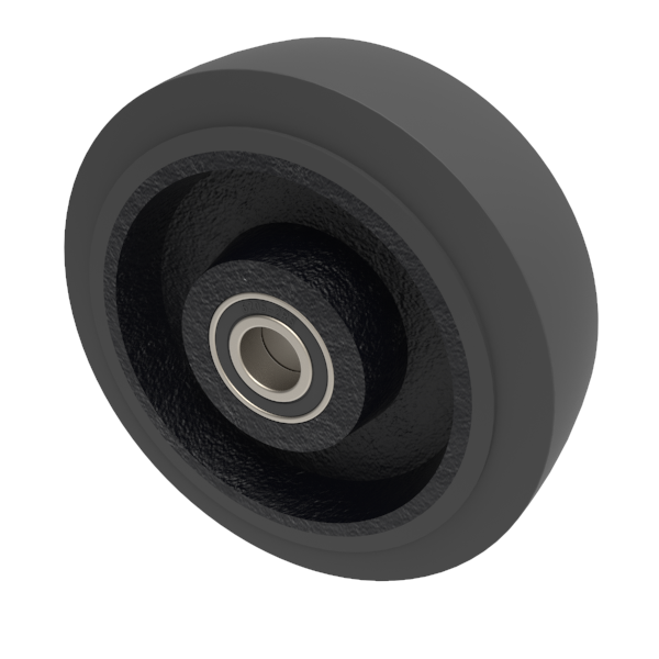 Elastic Rubber Cast Iron 200mm Ball Bearing Wheel 600kg Load