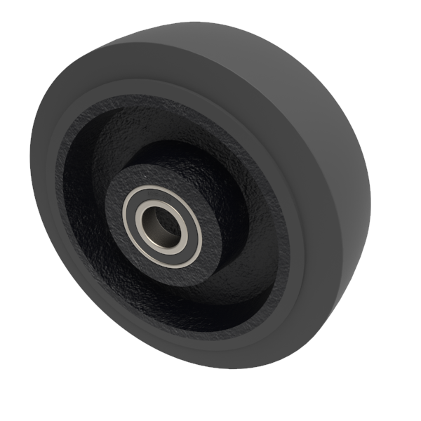 Elastic Rubber Cast Iron 200mm Ball Bearing Wheel 600kg Load