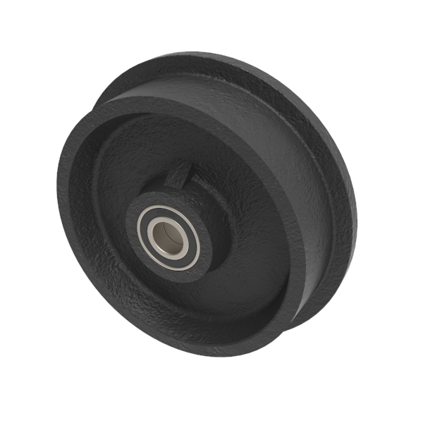 Cast Iron Flanged 200mm Ball Bearing Wheel 1500kg Load