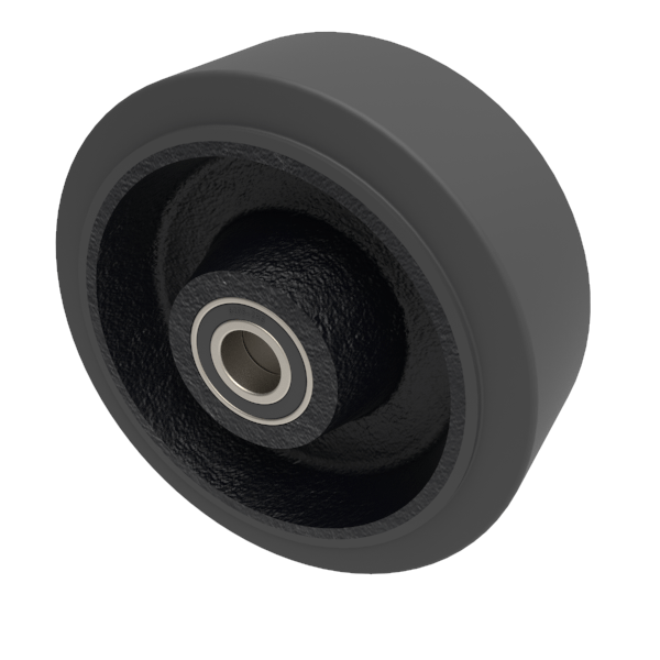 Elastic Rubber Cast Iron 200mm Ball Bearing Wheel 650kg Load