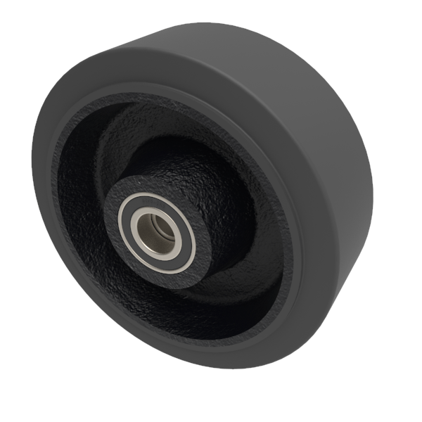 Elastic Rubber Cast Iron 200mm Ball Bearing Wheel 650kg Load