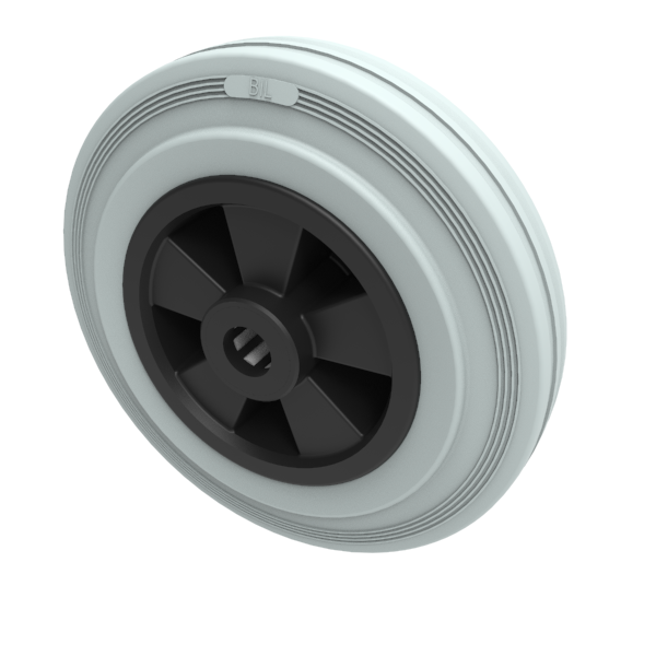 Grey Rubber Polypropylene 200mm Roller Bearing Wheel 205kg Load