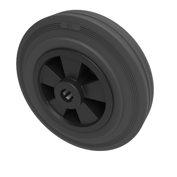 Black Rubber 200mm Roller Bearing 205kg Load