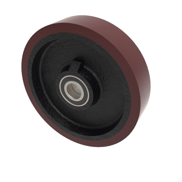 Polyurethane Cast Iron 200mm Ball Bearing Wheel 1000kg Load