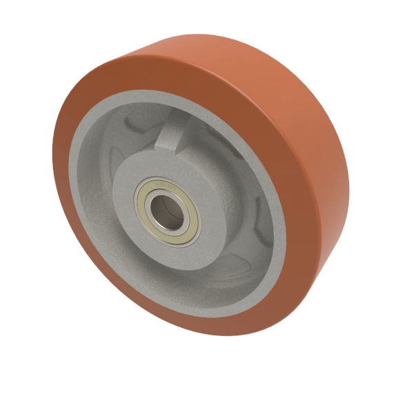 Vulkollan Polyurethane Cast Iron 200mm Ball Bearing Wheel 1080kg Load