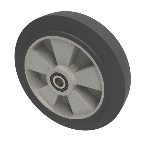 Elastic Rubber on Aluminium 250mm Ball Bearing Wheel 650kg Load