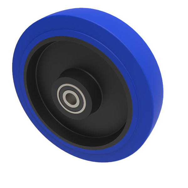 Blue Elastic Rubber 75ShoreA 250mm Ball Bearing Wheel 500kg Load