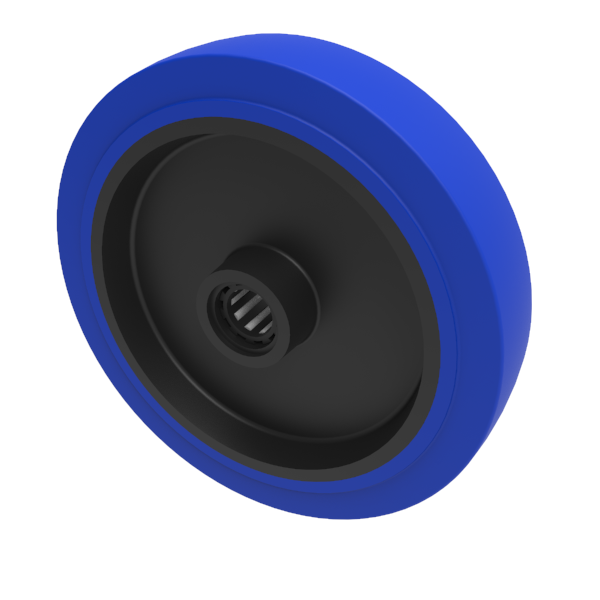 Blue Elastic Rubber 75ShoreA 250mm Roller Bearing Wheel 500kg Load