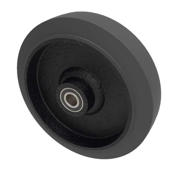 Elastic Rubber Cast Iron 300mm Ball Bearing Wheel 850kg Load