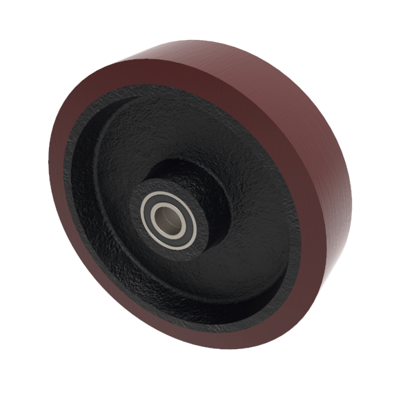 Polyurethane Cast Iron 300mm Ball Bearing Wheel 2200kg Load