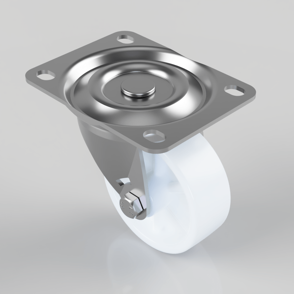 Nylon Plate Swivel Castor 75mm 125kg Load