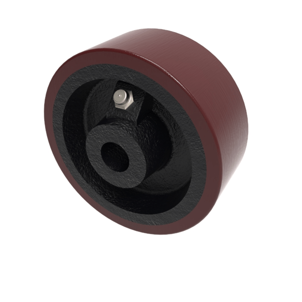 Polyurethane Cast Iron 75mm Plain Bearing Wheel 150kg Load
