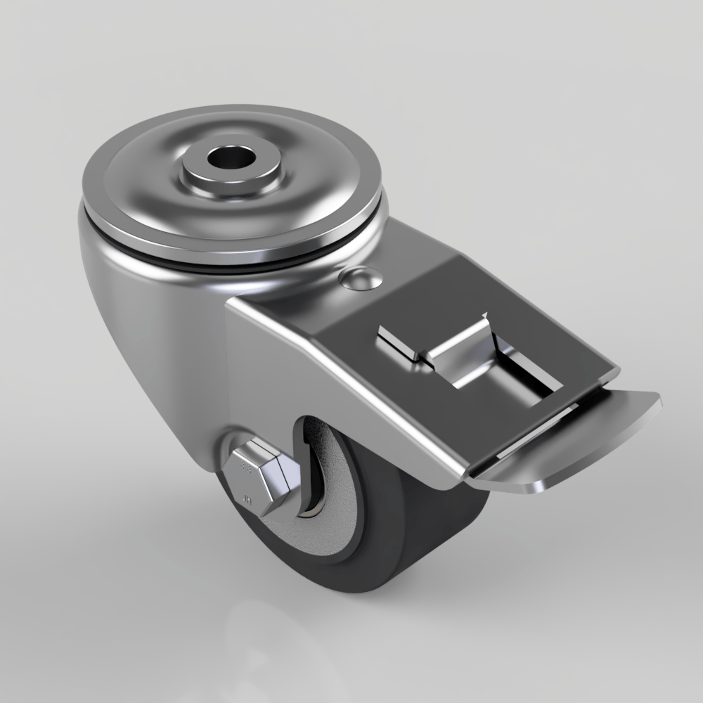 Elastic Rubber on Aluminium Plate Bolt Hole Swivel Castor Brake 80mm 180kg Load