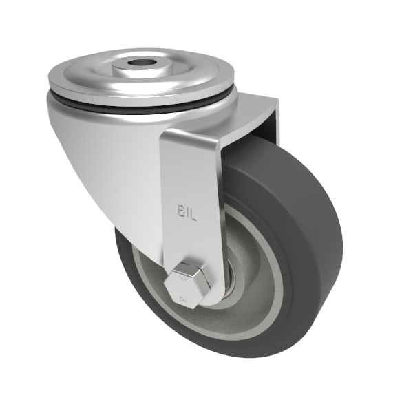Elastic Rubber on Aluminium Bolt Hole Swivel Castor 125mm 270kg Load