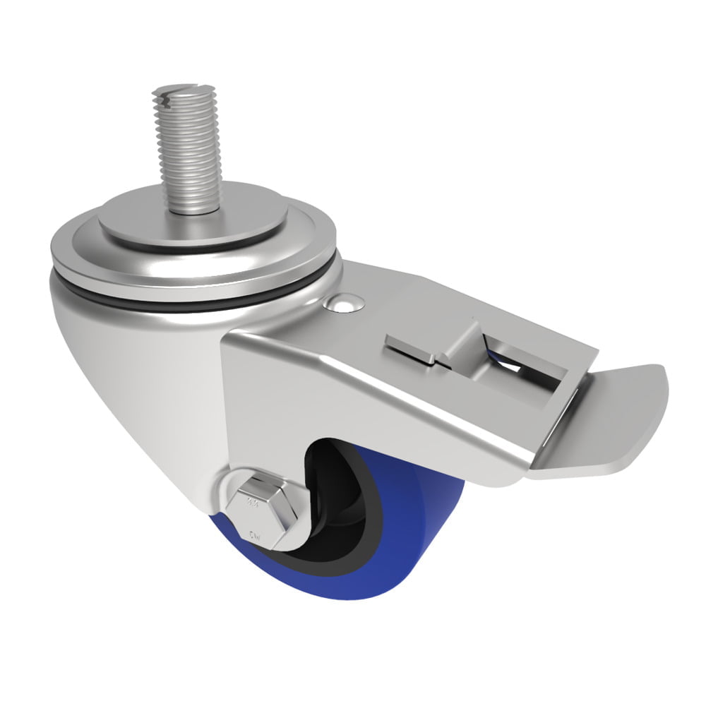 Rubber Stem Swivel Castor Brake 80mm 100kg Load