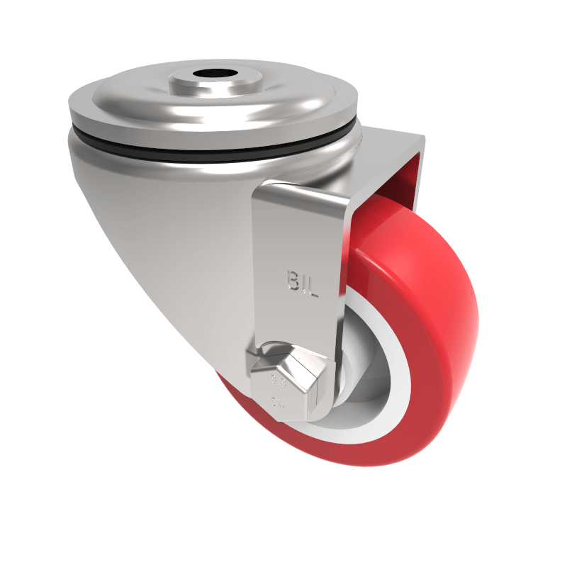 Polyurethane Nylon Bolt Hole Swivel Castor 80mm 210kg Load