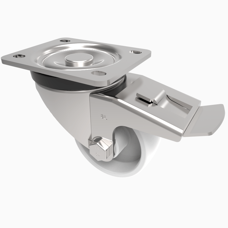 Nylon Plate Swivel Castor Brake 80mm 250kg Load