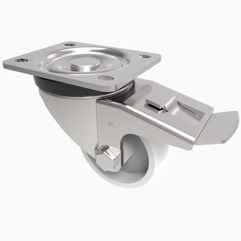 Nylon Plate Swivel Castor Brake 80mm 250kg Load