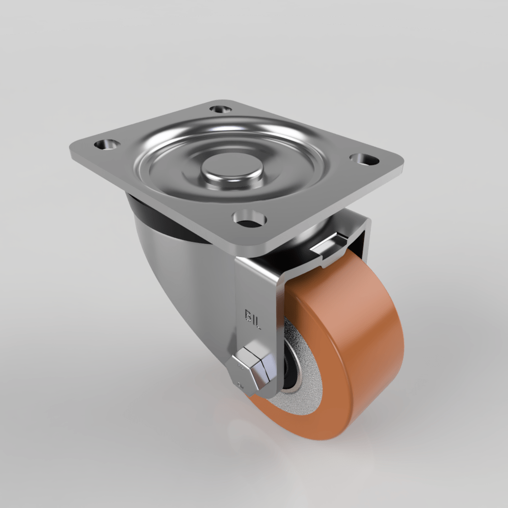 Polyurethane Cast Iron Plate Swivel Castor 80mm 250kg Load