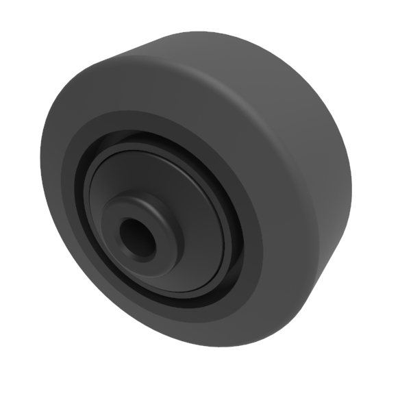 Black Elastic Rubber 65shore A 80mm Ball Bearing Wheel 150kg Load