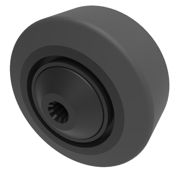 Black Elastic Rubber 65shore A 80mm Ball Bearing Wheel 150kg Load