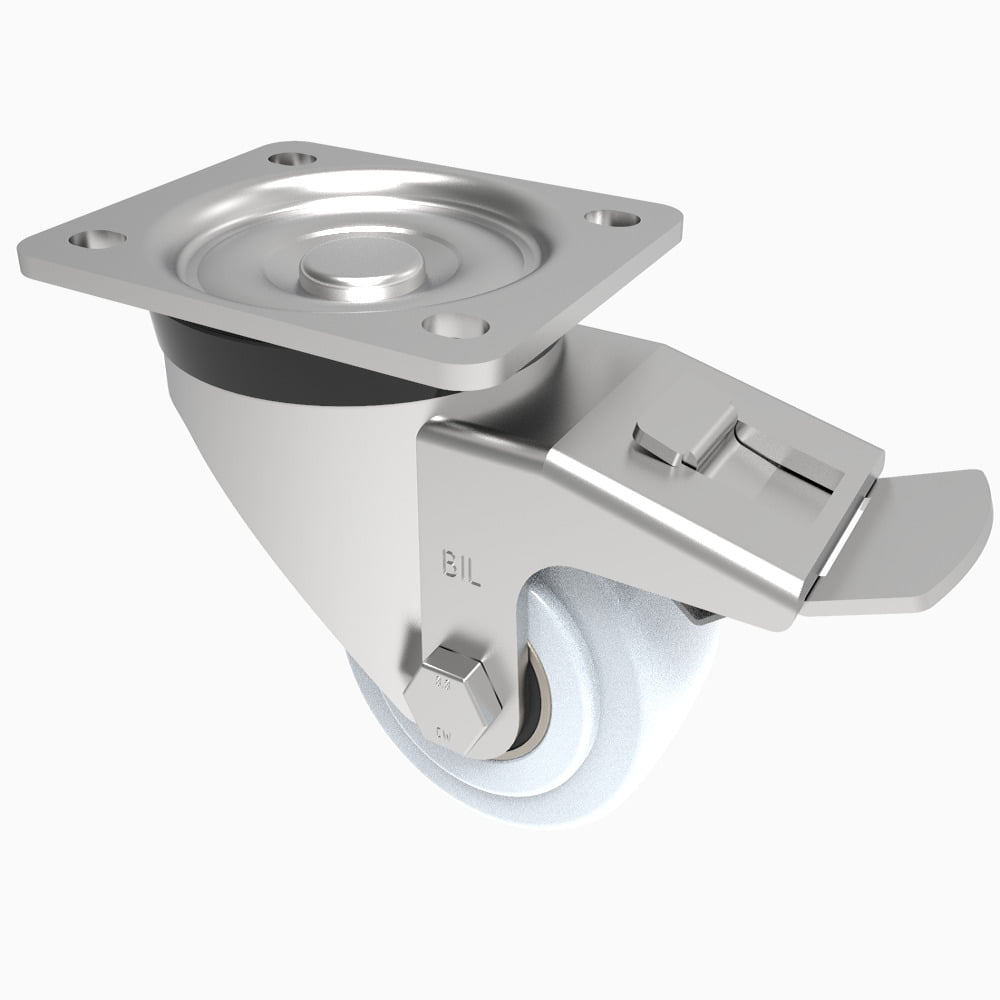 Nylon Plate Swivel Castor Brake 75mm 400kg Load