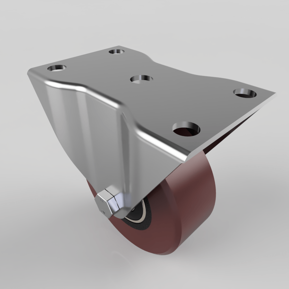 Polyurethane Cast Iron Plate Fixed Castor 100mm 250kg Load