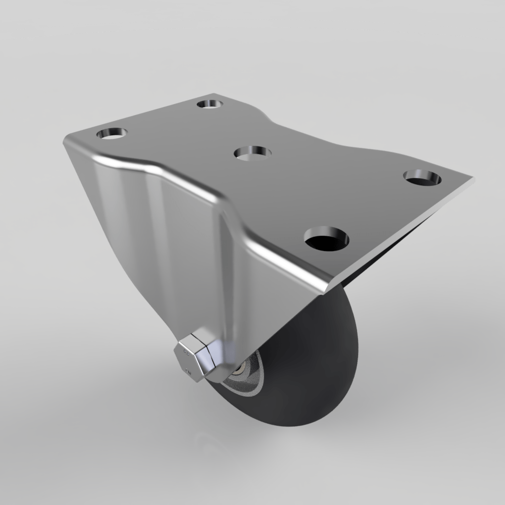 Black Soft Elastic Rubber Plate Fixed Castor 100mm 150kg Load