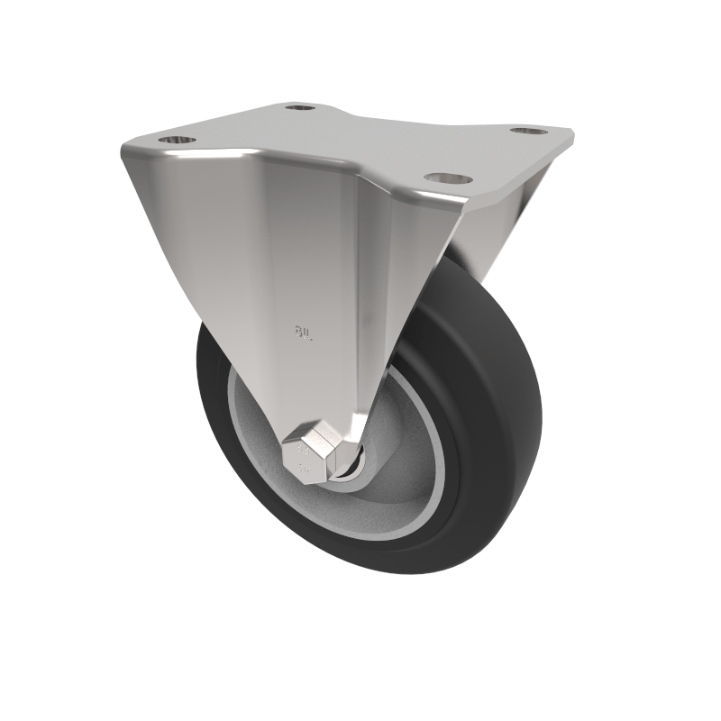 Elastic Rubber on Aluminium Plate Fixed Castor 125mm 270kg Load