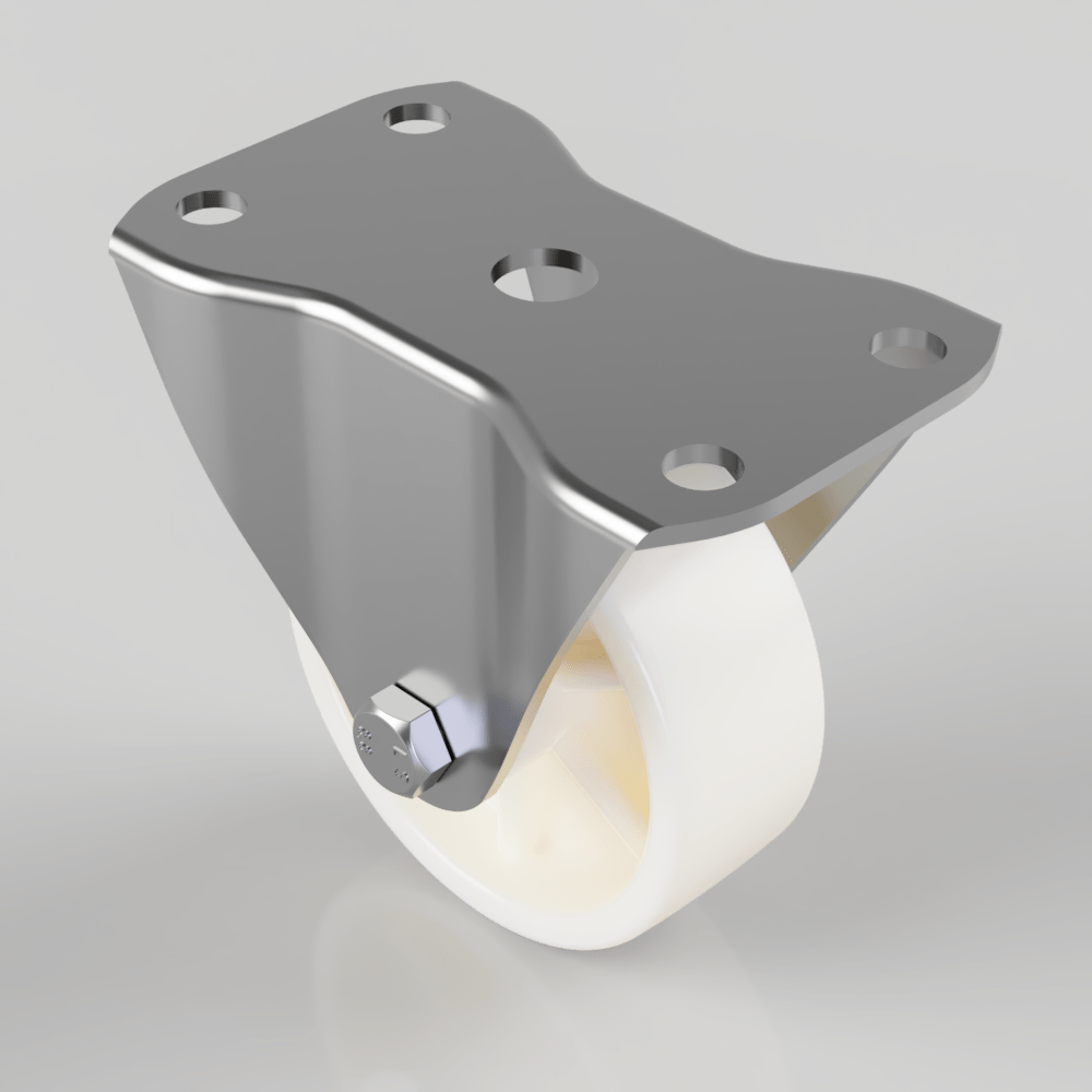 Nylon Plate Fixed Castor 75mm 125kg Load