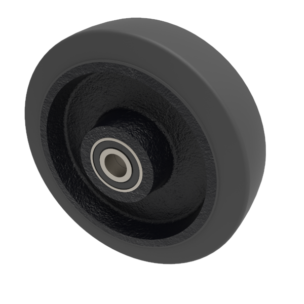 Elastic Rubber Cast Iron 200mm Ball Bearing Wheel 450kg Load